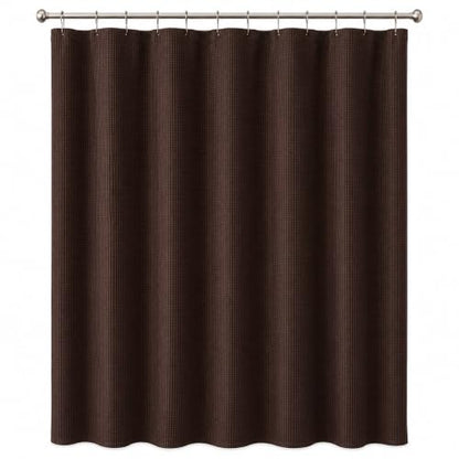 Brown Hotel Style Waffle Weave Shower Curtain - Textured Fabric, Water Resistant, 72x70 Inch, Machine Washable