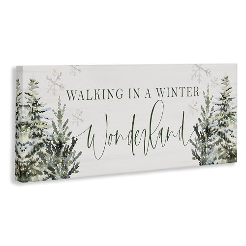 Winter Wonderland Trees Canvas Wall Art - Holiday Lodge Decor, 13x30 Inches