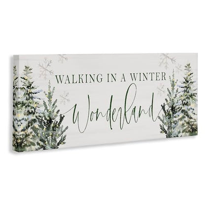 Winter Wonderland Trees Canvas Wall Art - Holiday Lodge Decor, 13x30 Inches