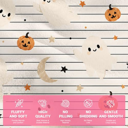 Halloween Fuzzy Blanket 40x60 Inches - Spooky Pumpkin Throw for Adults & Kids - Halloween6 Variation