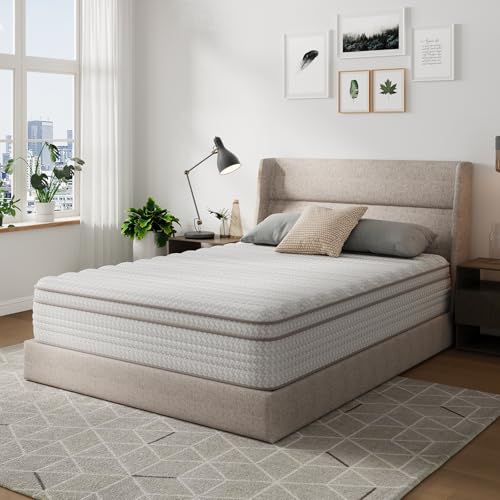 Novilla 12 Inch Queen Size Mattress in a Box, Hypoallergenic & Back Pain Relief, Hybrid Queen Mattresses with Smarts Coils, Fiberglass Free CertiPUR-US Certified Colchones No Box Spring Needed