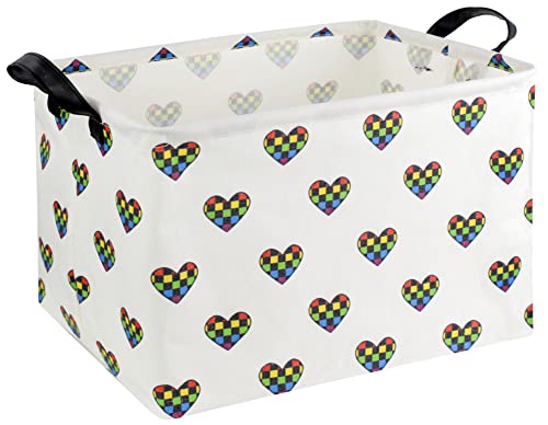 HIYAGON Rectangular Car Basket for Boys Checkered Basket Kids Baby Storage Bin Toy Organizer Box Car Room Decor(Racing Flag)