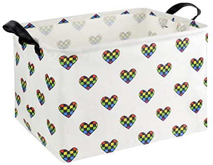 HIYAGON Rectangular Car Basket for Boys Checkered Basket Kids Baby Storage Bin Toy Organizer Box Car Room Decor(Racing Flag)