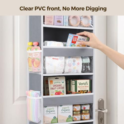 Over the Door Organizer 4-Tier Large Capacity Closet Storage Grey Variation 1