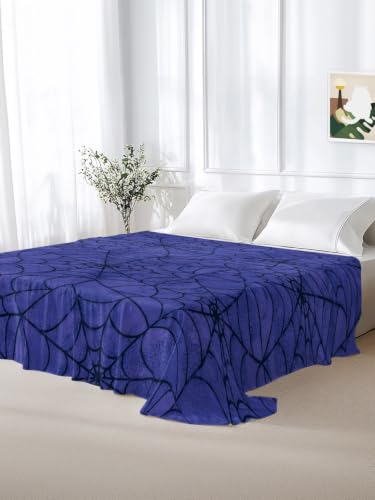Navy Blue Full Flat Bed Sheet - Microfiber Hotel Quality Bedding with Spiders Net Pattern - Midnight Blue, Indigo, Navy, Cobalt