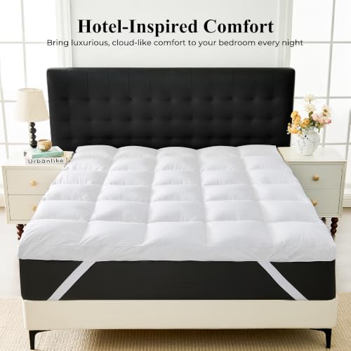Pure White King Feather Down Mattress Topper 3 Inch Plush Pillow Top Bed Pad