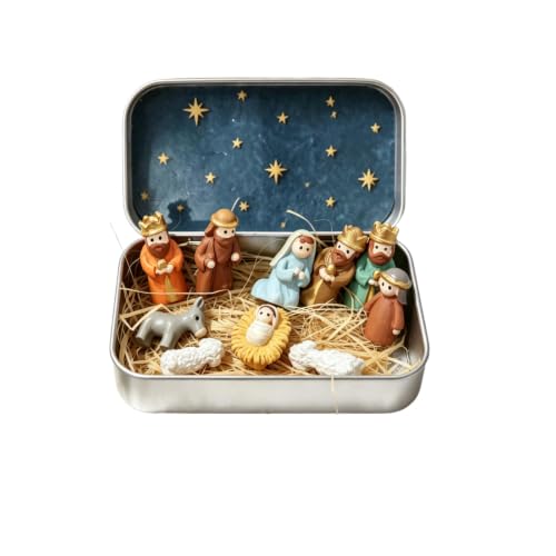Pocket Size Nativity Scene Set in a Box Christmas Decor 7x3x11.5cm