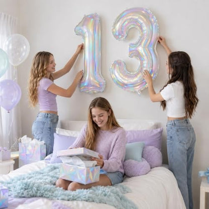 40 Inch Iridescent Number 1 Foil Balloon for Girls 1st Birthday Decorations - Variation of Iridescent / Number 1