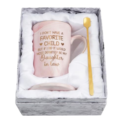Pink Mother-in-Law Gift Mug - Funny Mothers Day Birthday Gift from Daughter-in-Law, 14 Oz