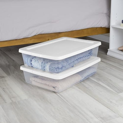 28 Quart Clear Stackable Storage Bins - 4-Pack Under Bed Organizers