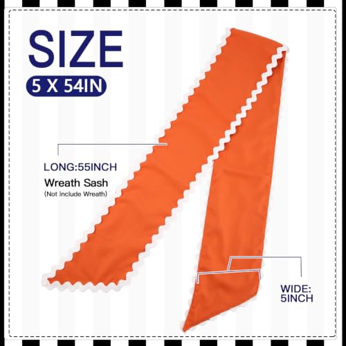 Fall Wreath Sash for Front Door - Orange Satin DIY Embroidery Accessory - 5x54 Inches (Variation: Orange / 1)