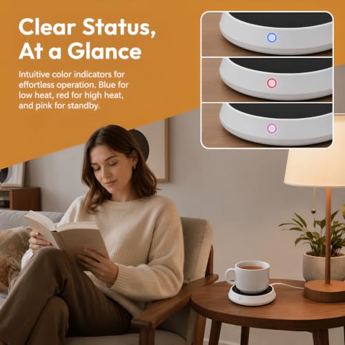 Coffee Cup Warmer with Auto Shut Off, 18W, White - Desk Beverage Heater