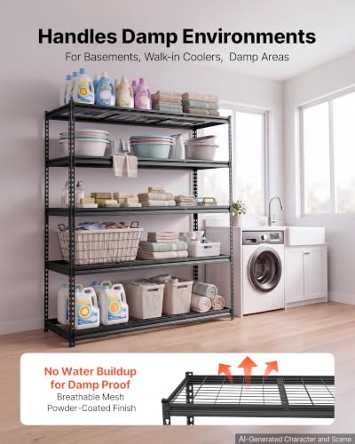 Heavy Duty 5-Tier Garage Storage Shelves 60 x 24 x 71.4 in Black