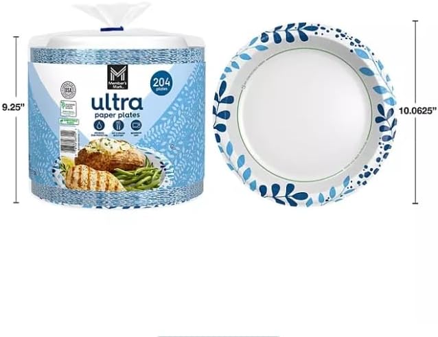 Ultra Dinner Paper Plates - 10-Inch Size | 204 Count for Effortless Entertaining