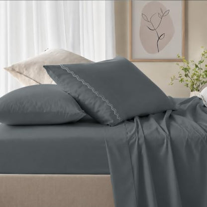 Suprioll Queen Size Pillowcases Set of 2 - Dark Grey, Hotel-Inspired Ultra Soft Microfiber