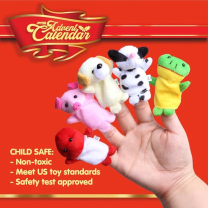 Christmas Advent Calendar with Plush Animal Finger Puppets - 24 Days Kids Countown