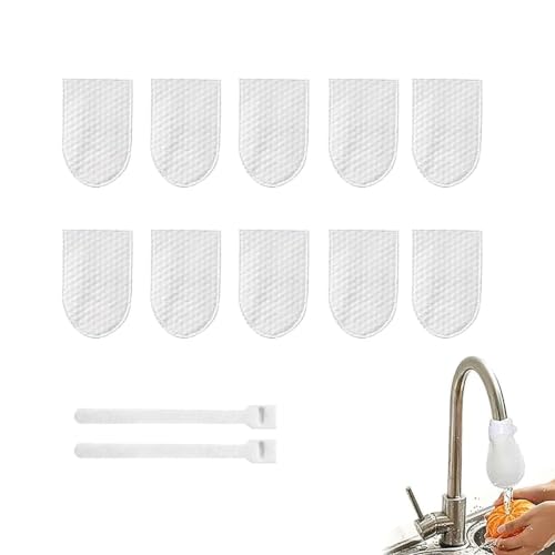 Faucet Filter Cotton Bags - Adjustable Non-Woven Replaceable Sleeve for Sand Rust Residues, 10 Pieces + Cable Ties
