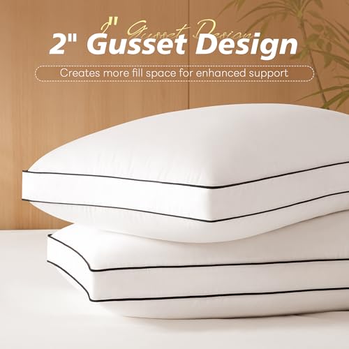 King Size Goose Feather Down Pillows Set of 2 - Hotel Collection, White 20x36