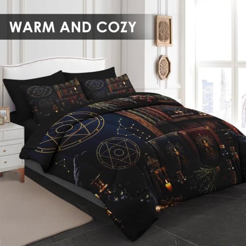Gothic Witch Queen Size Comforter Set - Soft Cozy Bedding with Pillowcases & Shams