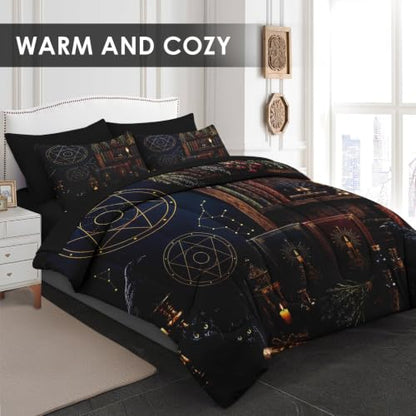 Gothic Witch Queen Size Comforter Set - Soft Cozy Bedding with Pillowcases & Shams