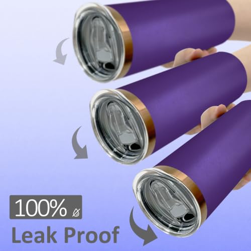 Purple 20 oz Stainless Steel Skinny Tumbler with Lid & Straw - Bulk Pack