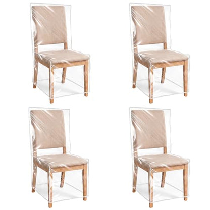 4 Pack Clear Plastic Dining Chair Covers - 6 Mil Thick Seat Protectors (Variation 4)