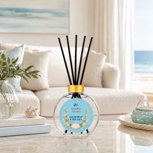 Herbal Aroma Ocean Mist & Sea Salt Home Fragrance Set - Reed Diffuser & Spray