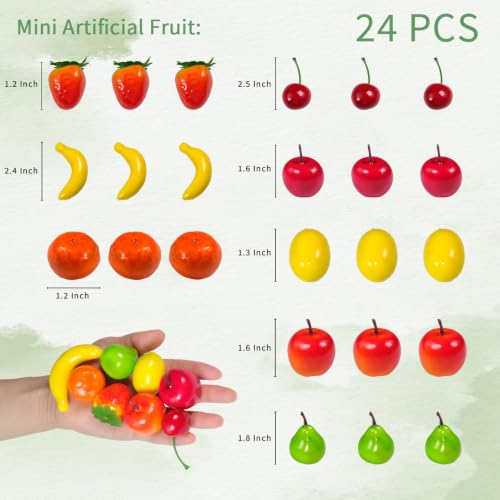 Mini Artificial Fruit Pack for Crafts and Vase Fillers - Mixed Color 04, 24 Pcs