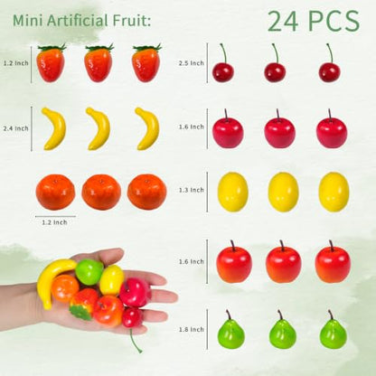 Mini Artificial Fruit Pack for Crafts and Vase Fillers - Mixed Color 04, 24 Pcs