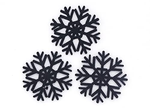 Black Felt Snowflake Ornaments - Christmas Holiday Decorations, 2 Inch, Pack of 30