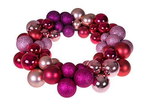Clever Creations 13 Inch Artificial Christmas Wreath with Pink & Purple Bulbs - Front Door Decor