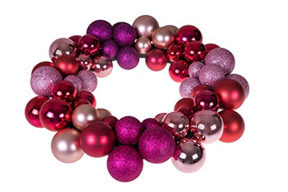 Clever Creations 13 Inch Artificial Christmas Wreath with Pink & Purple Bulbs - Front Door Decor