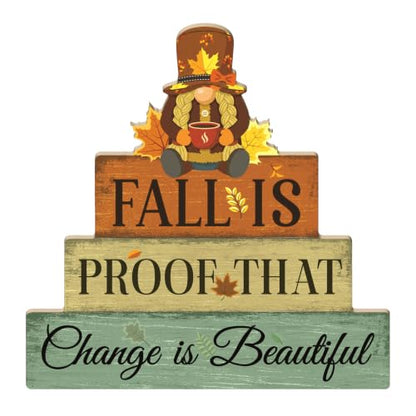 Putuo Decor Fall Gnome Table Decor - Orange Sage Beige, Seasonal Mantel Accent