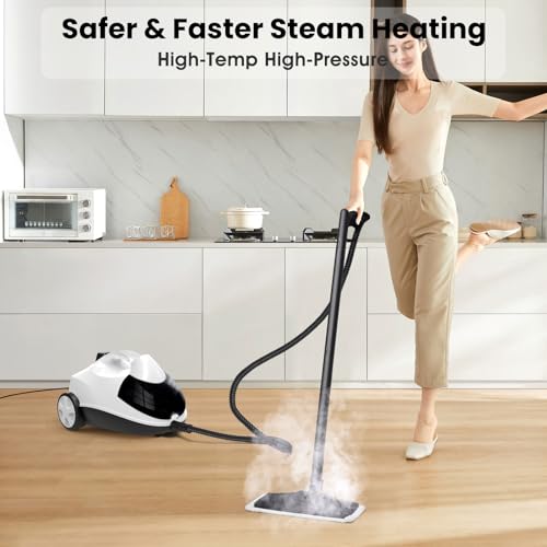 White 1.5L Multi-Surface Steam Cleaner with 8 Accessories - Fast Heating, Heavy Duty