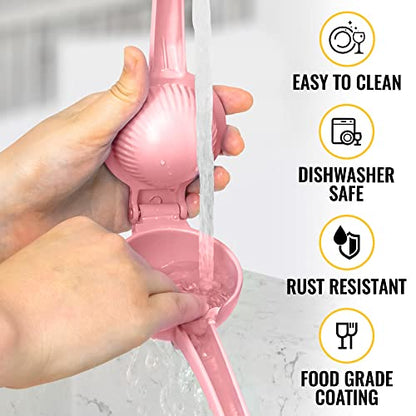 Zulay Premium Quality Metal Lemon Squeezer, Citrus Juicer, Manual Press for Extracting the Most Juice Possible - Pink