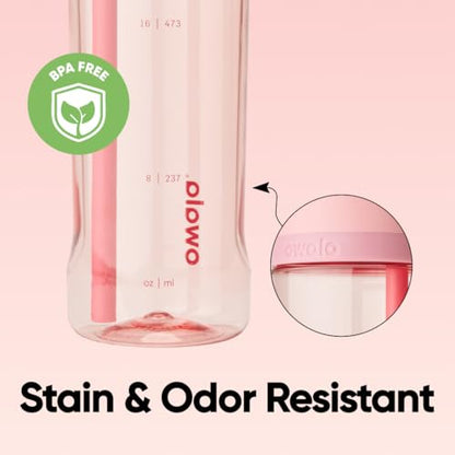 25 oz Tritan Water Bottle with Flip-Top Lid and Lock - Rose Quartz