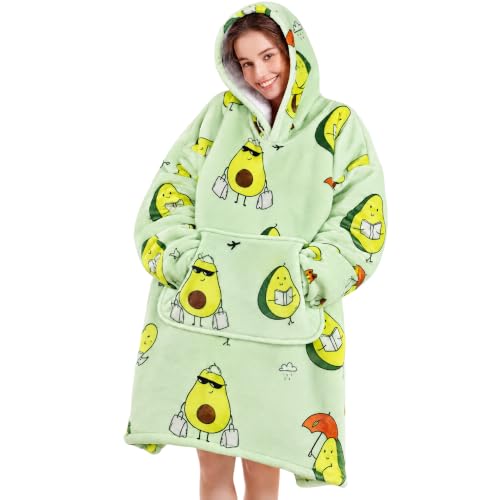 Narecte Avocado Oversized Hoodie Blanket for Adults - Wearable Cozy Throw