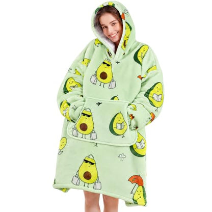 Narecte Avocado Oversized Hoodie Blanket for Adults - Wearable Cozy Throw