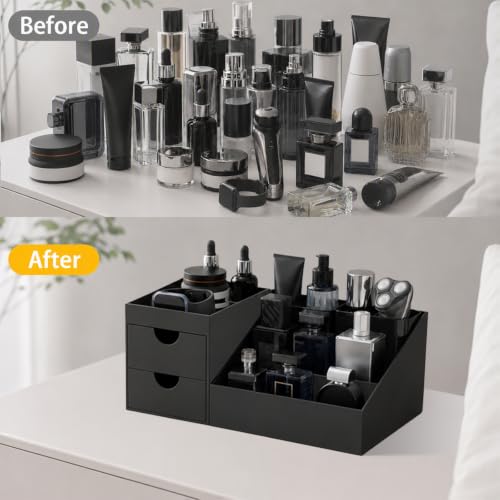 Men's Cologne Organizer with Removable Holders - Black, Bathroom & Vanity Storage