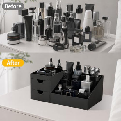 Men's Cologne Organizer with Removable Holders - Black, Bathroom & Vanity Storage