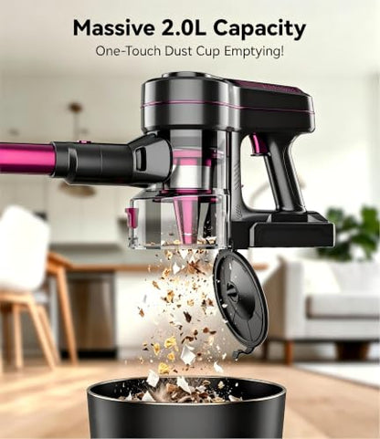 Cordless Stick Vacuum Cleaner 600W 35KPA 60-Minute Battery Fuchsia