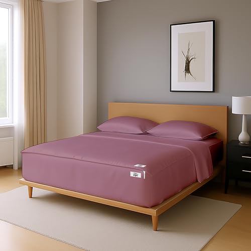 Twin Zipper Fitted Sheet with Deep Pocket - Mauve 39x75 Inch Cotton Blend