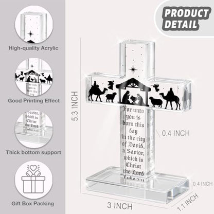 Luke 2:11 Bible Verse Acrylic Cross Decor - Religious Easter Gift for Christians LuKe2:11
