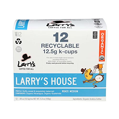 Larry's Coffee Medium Roast Recyclable kcups Blend, Larry's House, 12 Count