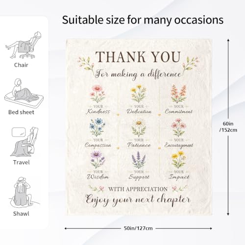 Coworker Retirement Gift Blanket 50 x 60 Inch White Farewell Throw