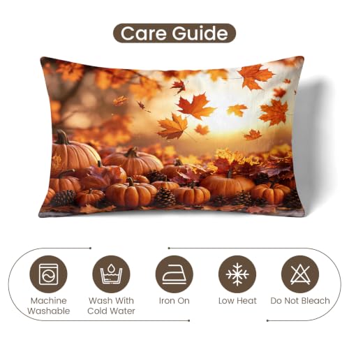 Autumn Leaves King Size Pillow Cases Set of 2 - Fall Decor & Breathable Microfiber