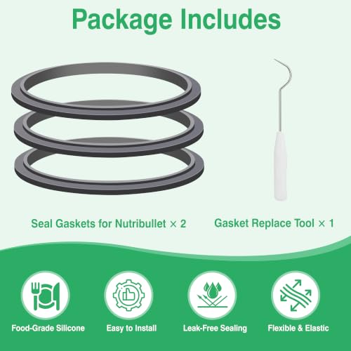 3-Pack Rubber Seal Gasket Rings for NutriBullet 600W 900W Blenders - Replacement