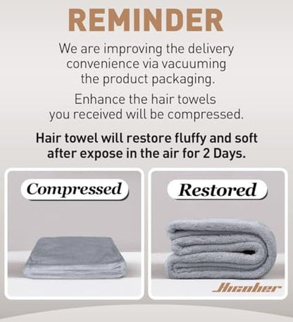 Hicober Microfiber Hair Towel, 2Packs Hair Turbans for Wet Hair, Drying Hair Wrap Towels for Curly Hair Women Anti Frizz (Purple,Grey)