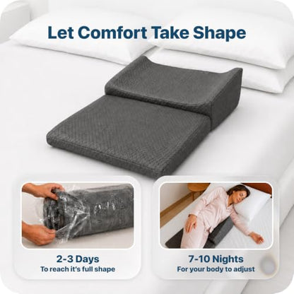 Calma Side Sleeper Pillow for Shoulder Pain Relief - Extra Long, Adjustable Support