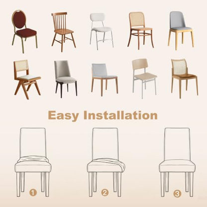 Waterproof Dining Chair Seat Cover Beige No Rear Covers - Easy Clean & Pet-Friendly